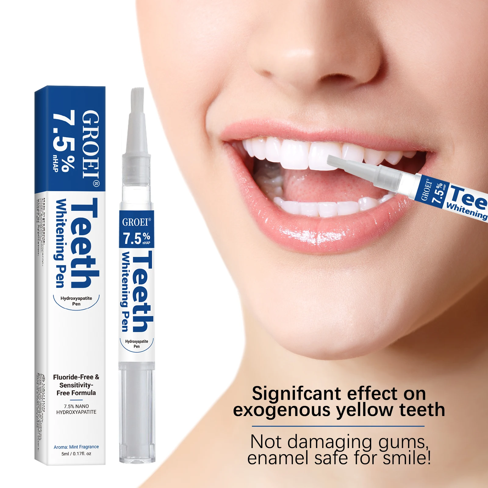 Teeth Whitening Before And After - Pluma blanqueadora de dientes de hidroxapatita,