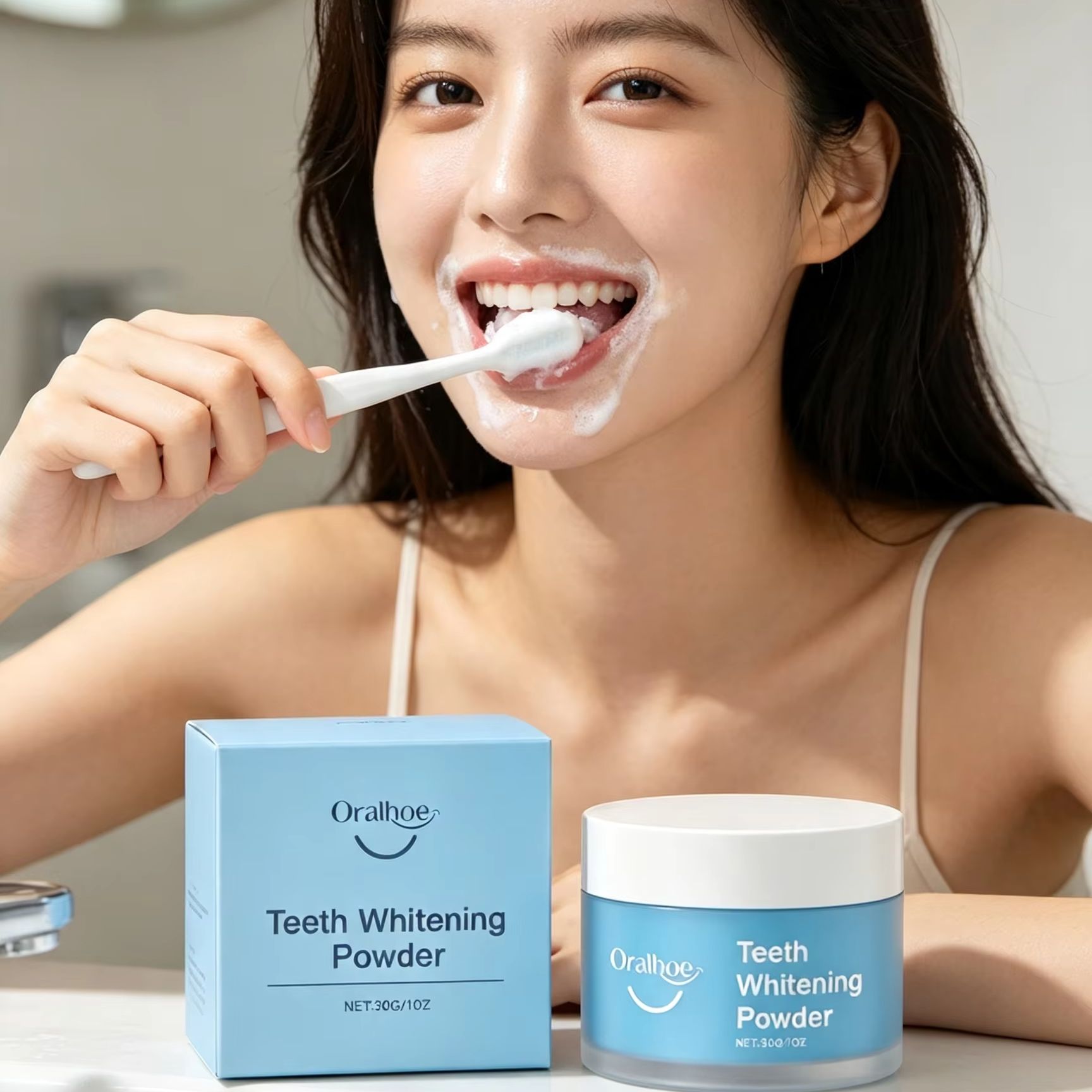Teeth Whitening Clinic - Polvo Dental Oralhoe para Cepillar los
