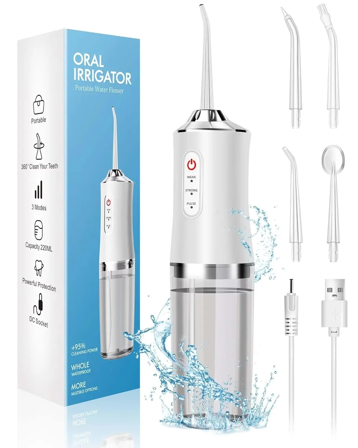 Water Flosser Cordless - Irrigador bucal, irrigador de agua portátil,