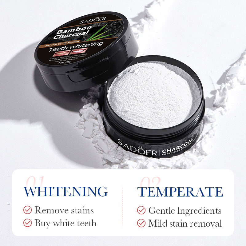 Polvo para blanquear los dient - Teeth Whitening Charcoal Powder reseña y precio