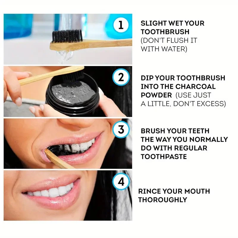 Polvo blanqueador para brillo  - Teeth Whitening Charcoal Powder reseña y precio